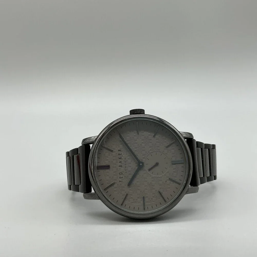 Ted Baker Mens Watch 42mm Gray Dial Black Stainless TE50015016 New Battery 7.5